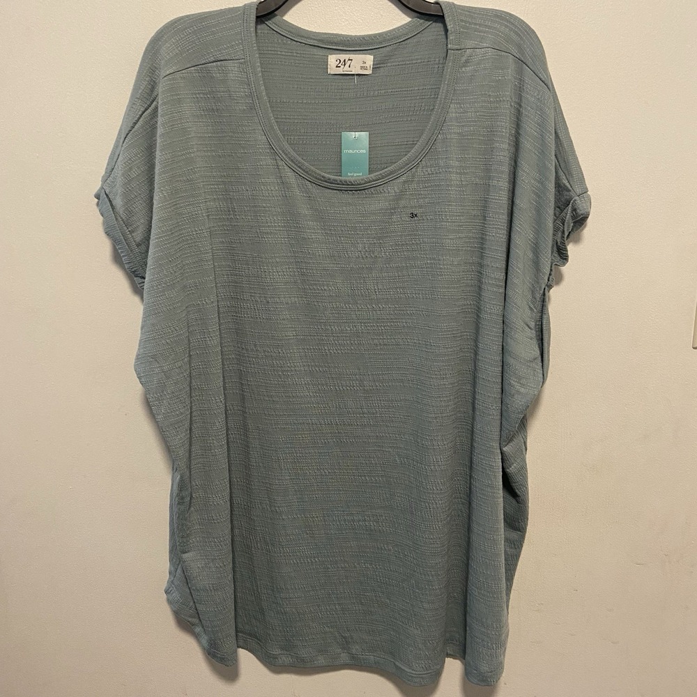 Maurices 24/7 Women's Blouse Size 3X Lightweight Beachy Boxy Capped Sleeves